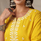 Rayon Chikankari Straight Round Neck Short Kurti