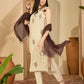 Beige Cotton Embroidered Straight Kurta Set with Pant & Dupatta Affordable Square Neck Ethnic Kurti for Casual