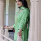 Silk Blend Embroidery and Sequins Work Straight Kurta with Pant & Dupatta
