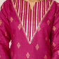 Silk Blend Straight Printed V-Neck Kurta with Pant & Dupatta