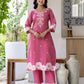 Cotton Straight Woven Design Round Neck Kurta with Pant & Dupatta