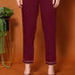 Maroon Cotton Anarkali Kurta Set with Pant & Dupatta Festive Wear under 1000
