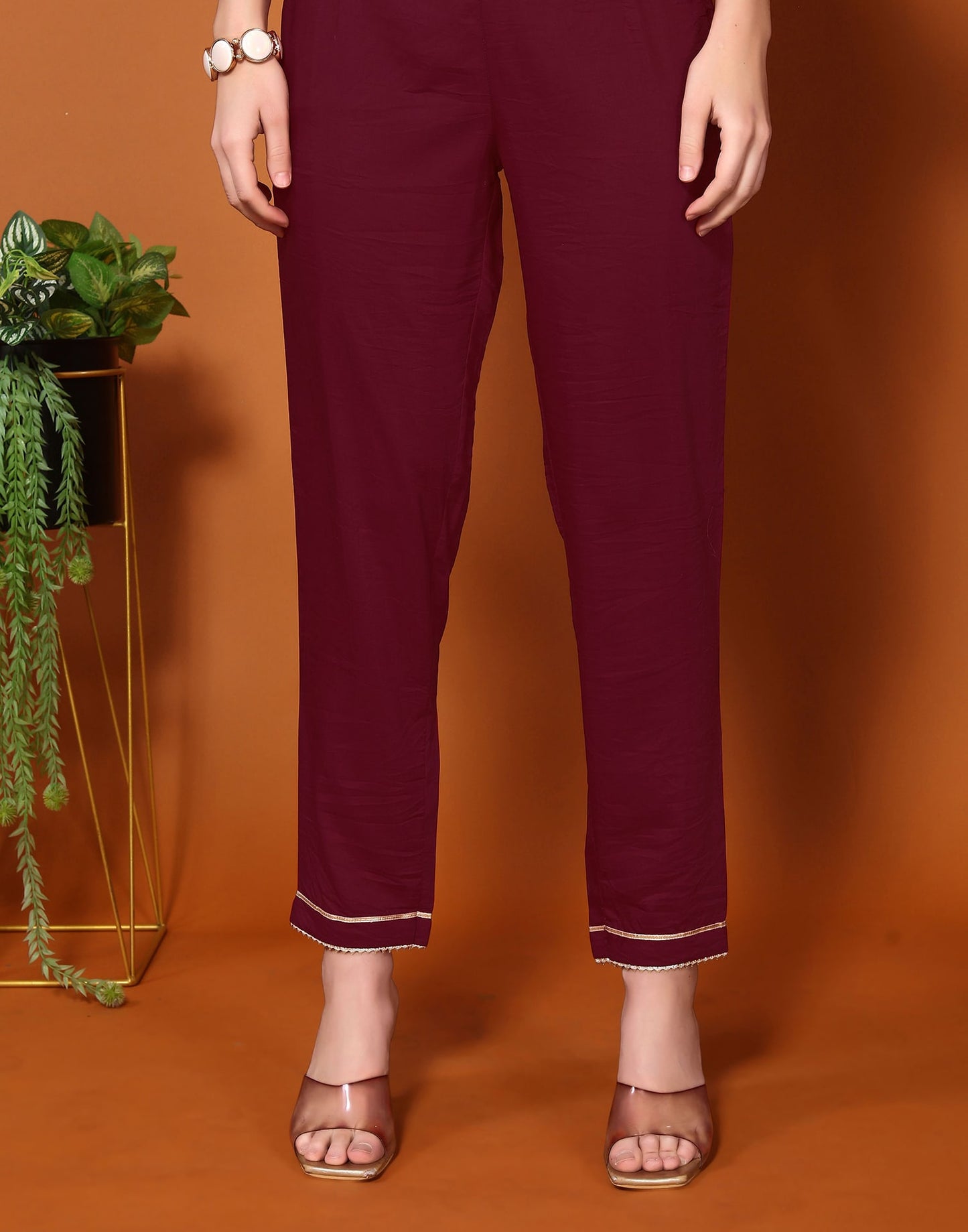 Maroon Cotton Anarkali Kurta Set with Pant & Dupatta Festive Wear under 1000