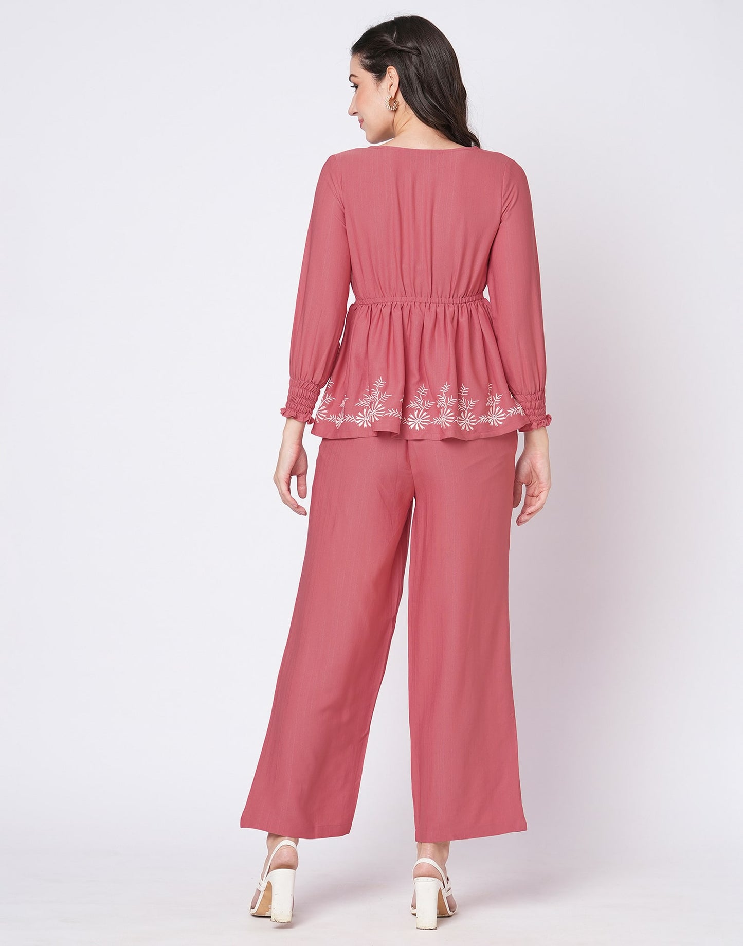 Lycra Printed V-Neck Co-ord Set