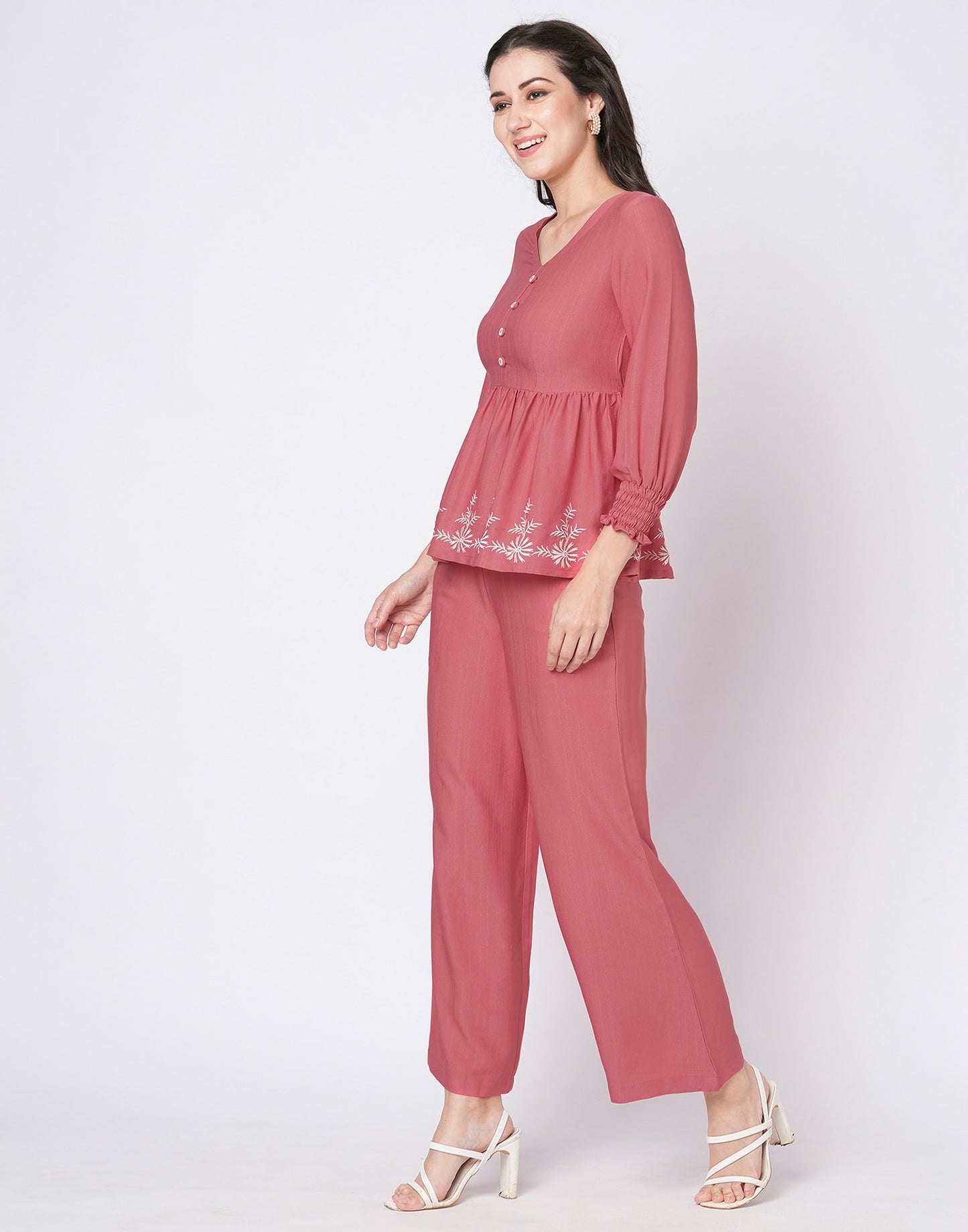 Lycra Printed V-Neck Co-ord Set