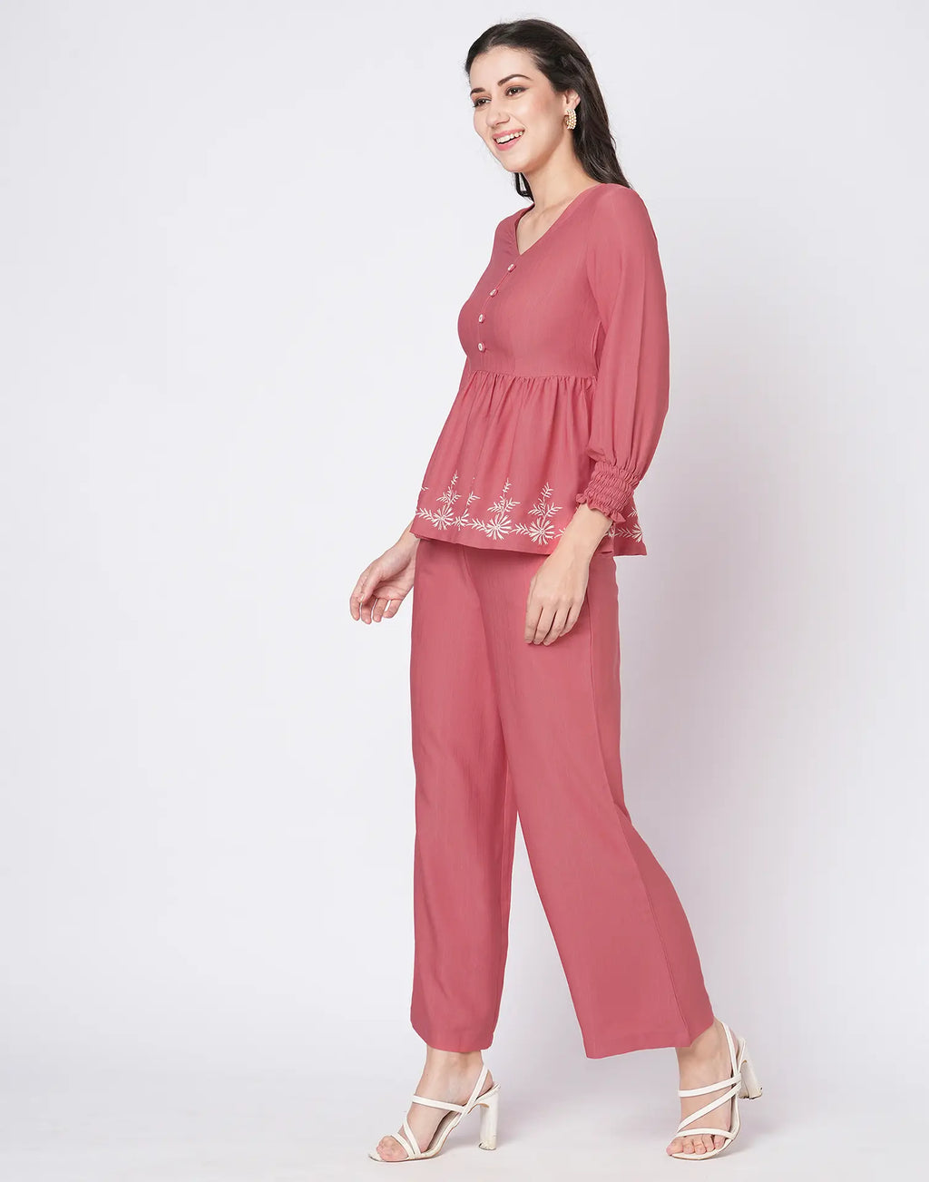 Lycra Printed V-Neck Co-ord Set