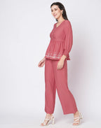 Lycra Printed V-Neck Co-ord Set