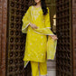 Yellow Cotton Blend Embroidery and Sequins Work Straight Kurta Set for Women
