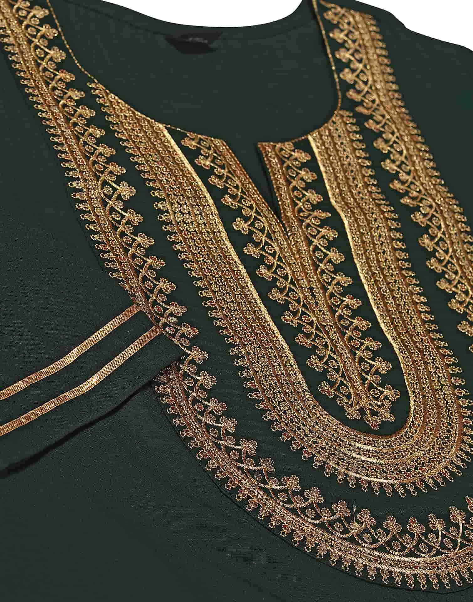 Green Cotton Embroidered Straight Kurta Set with Pant & Dupatta