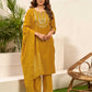 Yellow Cotton Straight Kurta Set with Pant & Dupatta for Women