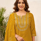 Yellow Cotton Straight Kurta Set with Pant & Dupatta for Women
