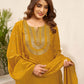 Yellow Cotton Straight Kurta Set with Pant & Dupatta for Women