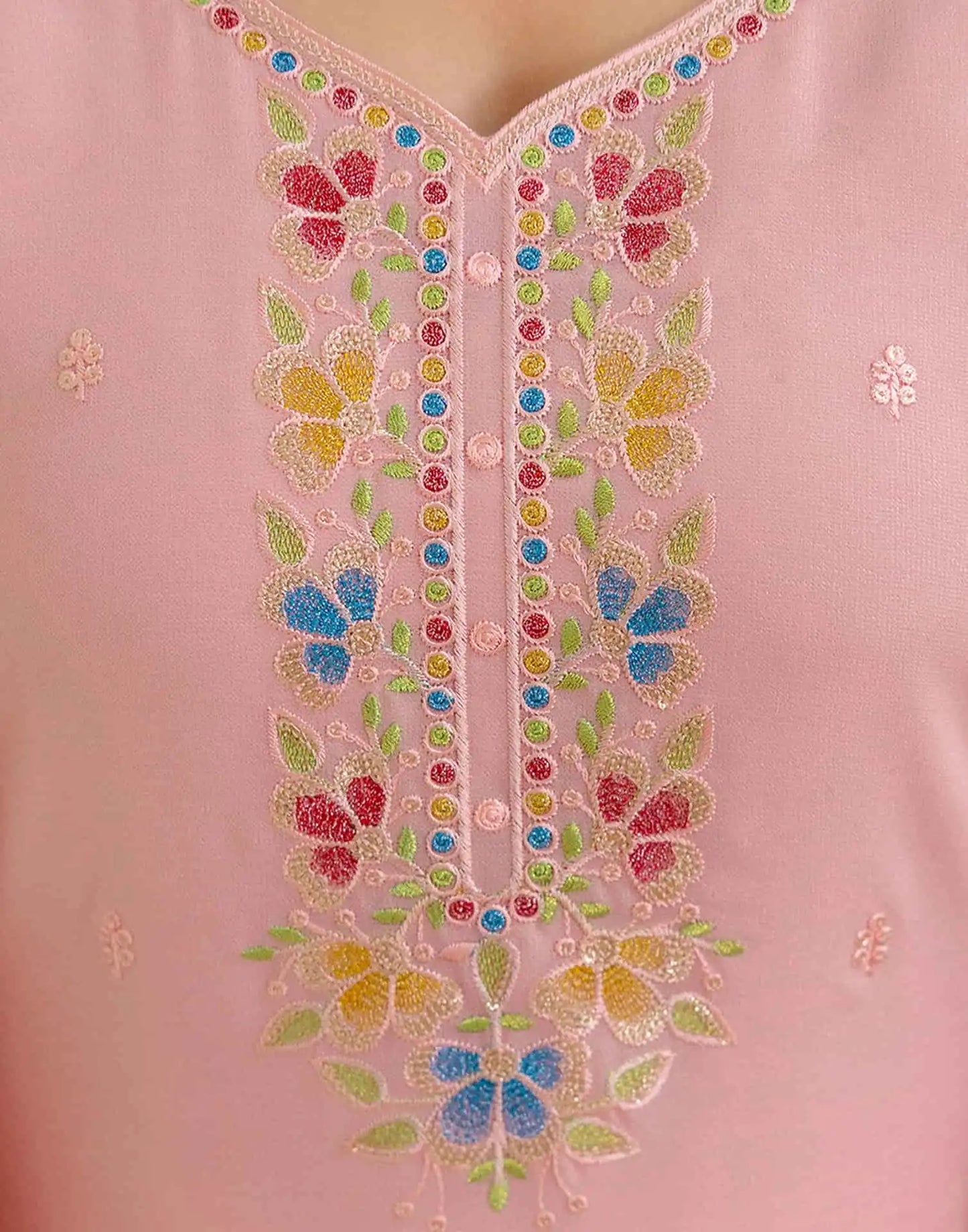 Pink Georgette Embroidered Kurta Set with Pant & Dupatta