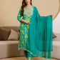 Rayon Printed Straight Kurta with Pant & Dupatta