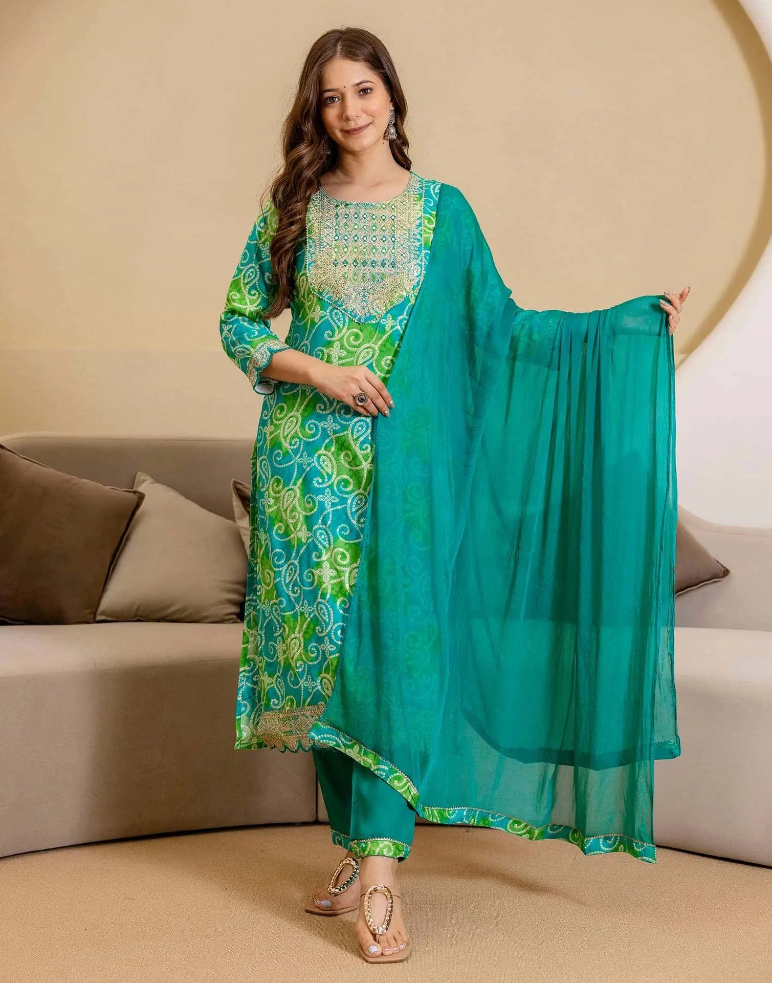 Skylee Viscose Rayon Embroidered Straight 3 Piece Kurta Set For Woman