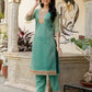 Skylee Light Green Organza Embroidered Straight Kurta Set for Women