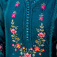Blue Silk Blend Embroidery Straight Kurta Set for Women with Pant & Dupatta