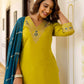 Silk Embroidery and Sequins Work Straight Kurta with Pant & Dupatta
