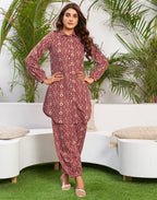 Cotton Blend Printed Collared Neck Co-ord Set