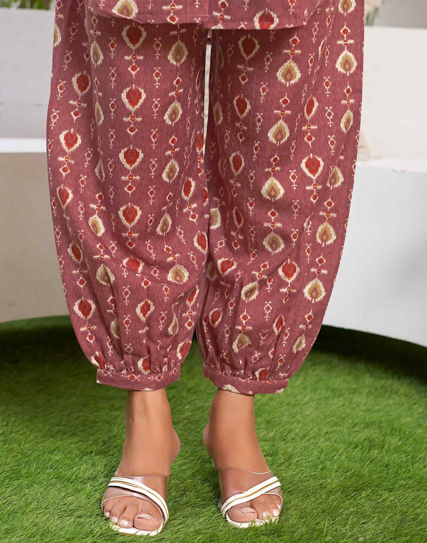 Cotton Blend Printed Collared Neck Co-ord Set