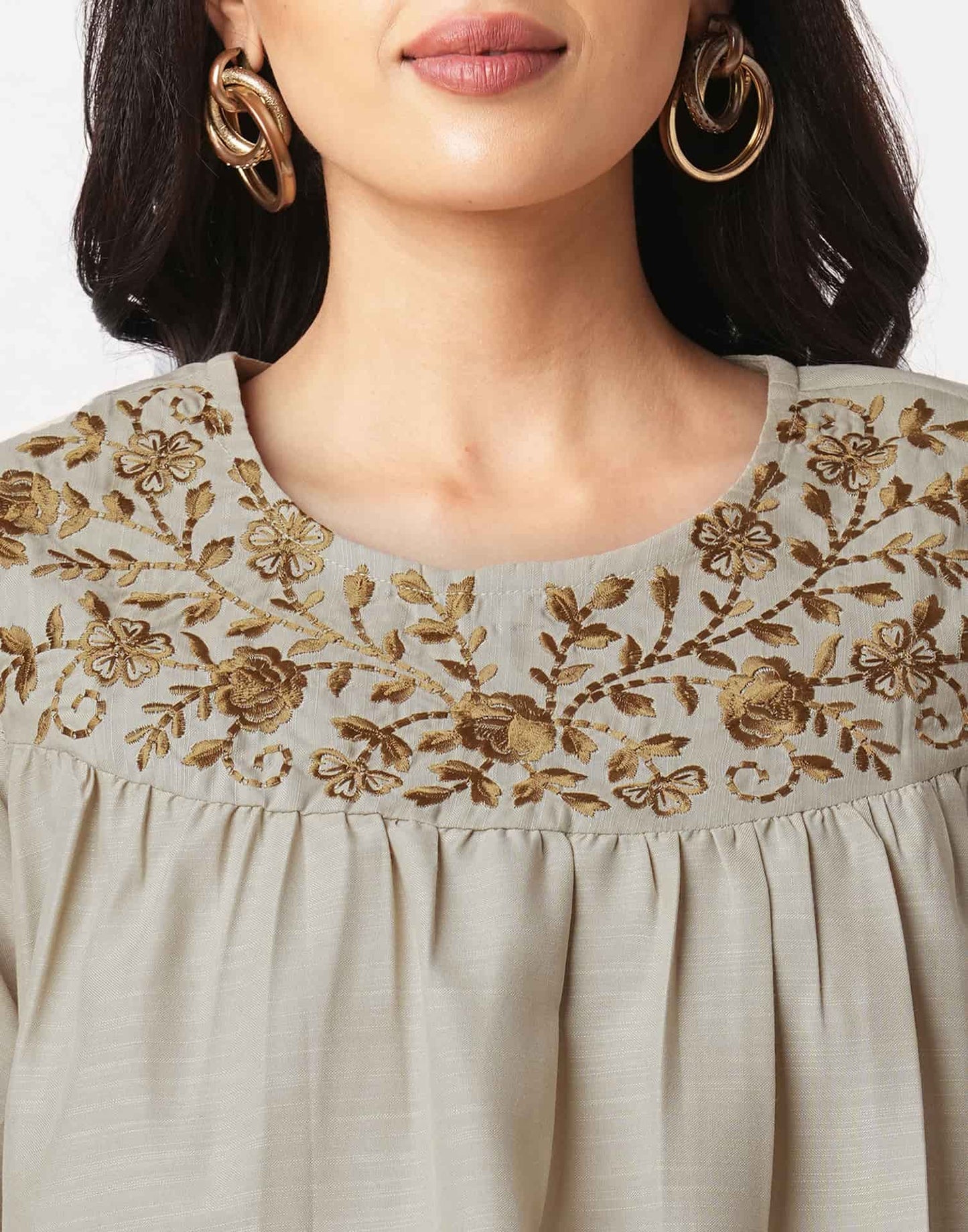 Cotton Blend Printed Round Neck Co-ord Set