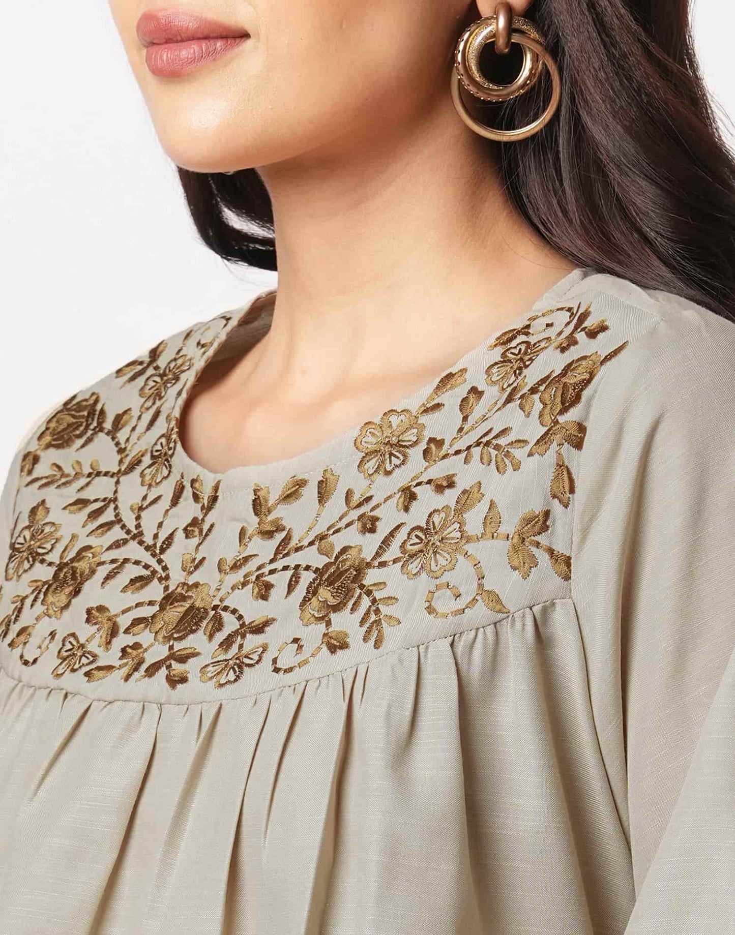 Cotton Blend Printed Round Neck Co-ord Set