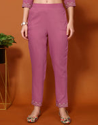 Poly Chinnon Foil Print A-Line 3 Piece Kurta Set