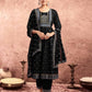 Black Cotton Printed Anarkali Kurta Set with Pant & Dupatta Festive Kurti Set Under 1299