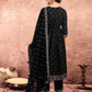 Black Cotton Printed Anarkali Kurta Set with Pant & Dupatta Festive Kurti Set Under 1299