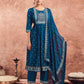 Blue Cotton Printed Anarkali Kurta Set with Pant & Dupatta Festive Wear for Women