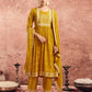 Yellow Cotton Printed Anarkali Kurta Set with Pant & Dupatta Festive Wear