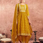 Yellow Cotton Printed Anarkali Kurta Set with Pant & Dupatta Festive Wear