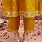 Yellow Cotton Printed Anarkali Kurta Set with Pant & Dupatta Festive Wear