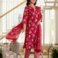 Red Cotton Printed Straight Kurta Set with Pant & Dupatta for Wome Casual & Daily Wear Floral Design Under 799