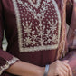 Skylee Brown silk straight kurta set with embroidery and sequins work with pant and dupatta