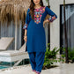 Chinnon Straight Embroidery Round Neck Kurta with Pant & Dupatta