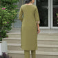 Cotton Embroidered Straight Kurta with Pant & Dupatta