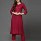 Maroon Rayon Straight Kurta Set with Sequence Embroidery under 1000