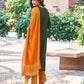 Green Cotton Solid Straight Kurta Set with Pant and Dupatta Festive Wear