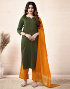 Chinnon Plain Straight 3 Piece Kurta Set