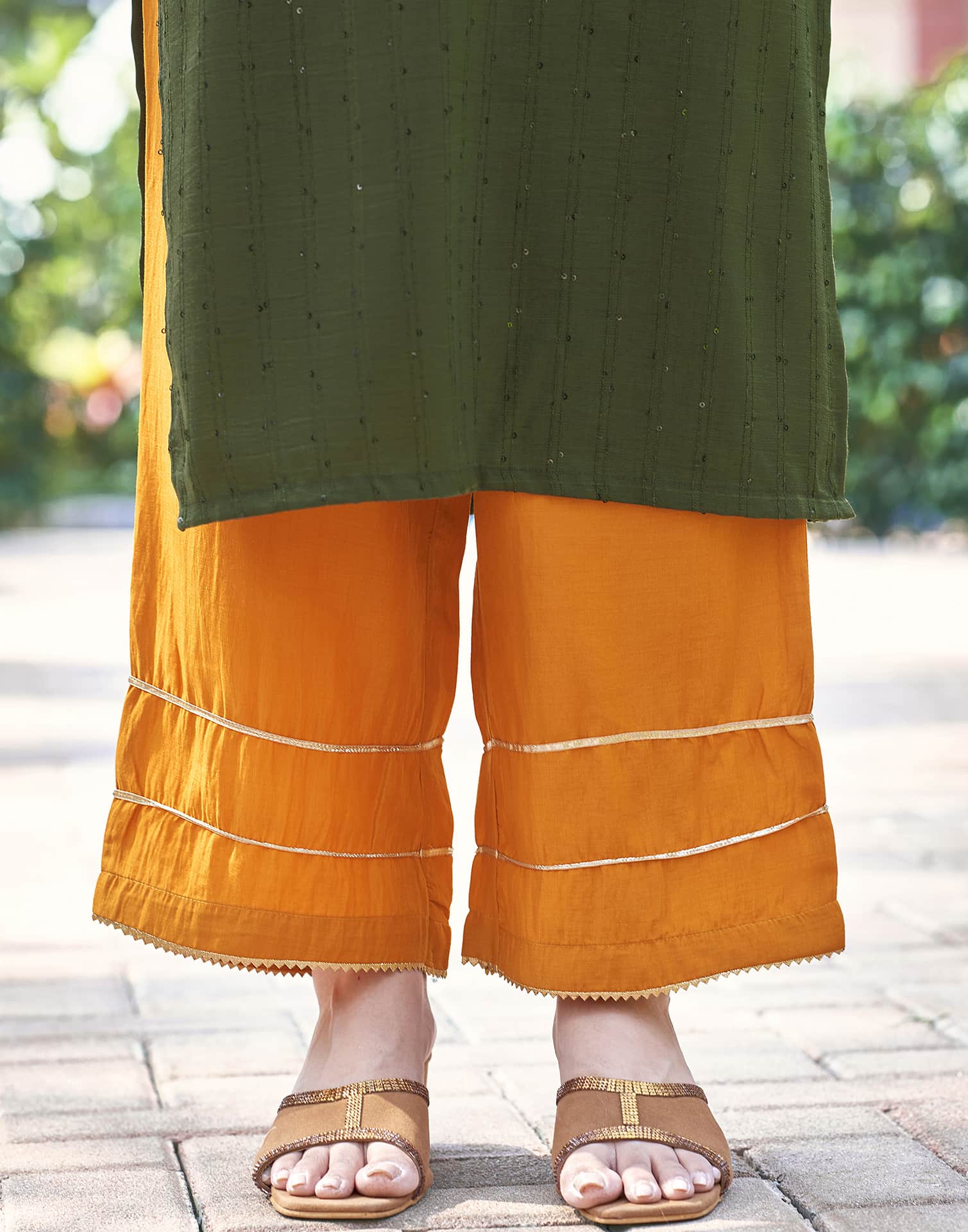 Green Cotton Solid Straight Kurta Set with Pant and Dupatta Festive Wear