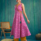 Pink Cotton Printed Anarkali Kurta Set with Pant and Dupatta Casual Wear