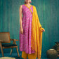Pink Cotton Printed Anarkali Kurta Set with Pant and Dupatta Casual Wear