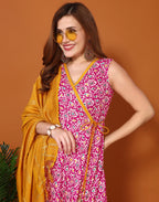 Cotton Blend Printed Anarkali 3 Piece Kurta Set