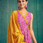 Pink Cotton Printed Anarkali Kurta Set with Pant and Dupatta Casual Wear