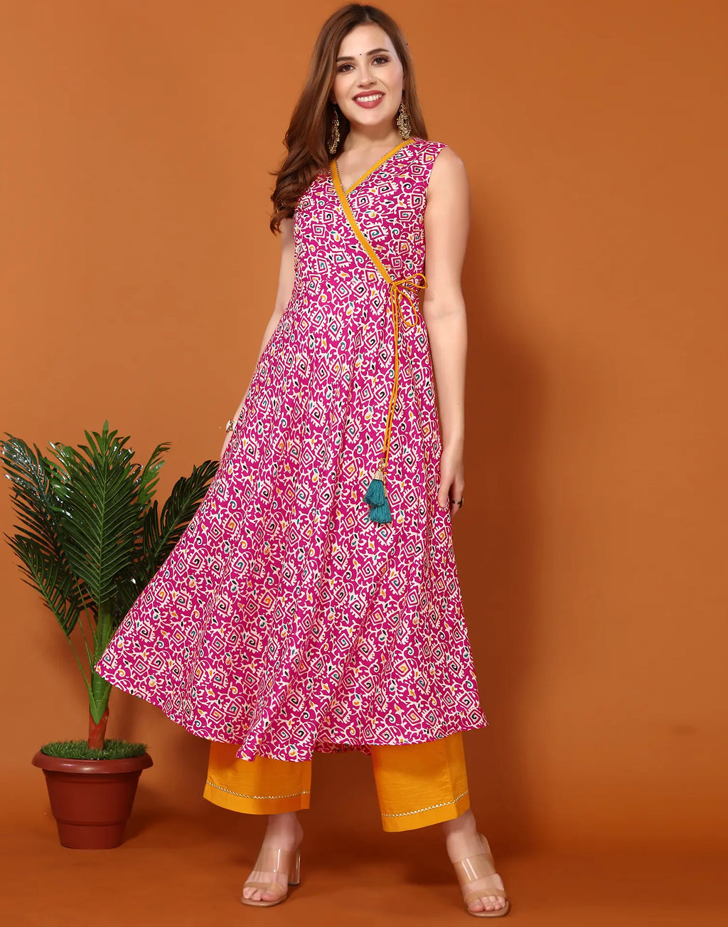 Cotton Blend Printed Anarkali 3 Piece Kurta Set