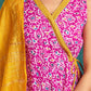 Pink Cotton Printed Anarkali Kurta Set with Pant and Dupatta Casual Wear