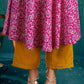 Pink Cotton Printed Anarkali Kurta Set with Pant and Dupatta Casual Wear