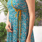 Teal Blue Silk Printed V Neck Sleeveless Anarkali Kurta Set With Pant & Dupatta