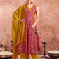 V Neck Anarkali Kurta Set with Dupatta for Women